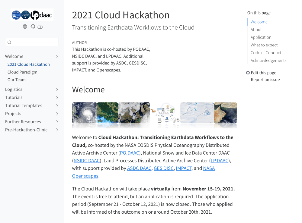 2021 Cloud Hackathon website