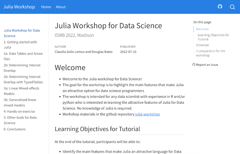 Julia Workshop for Data Science